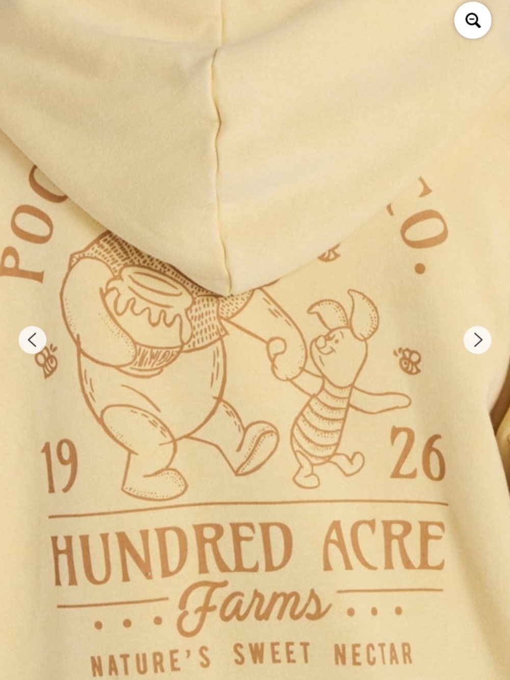 Winnie The Pooh Women’s Gold Mineral Wash Graphic Zip Up Hoodie Size Large NWT - Picture 5 of 7